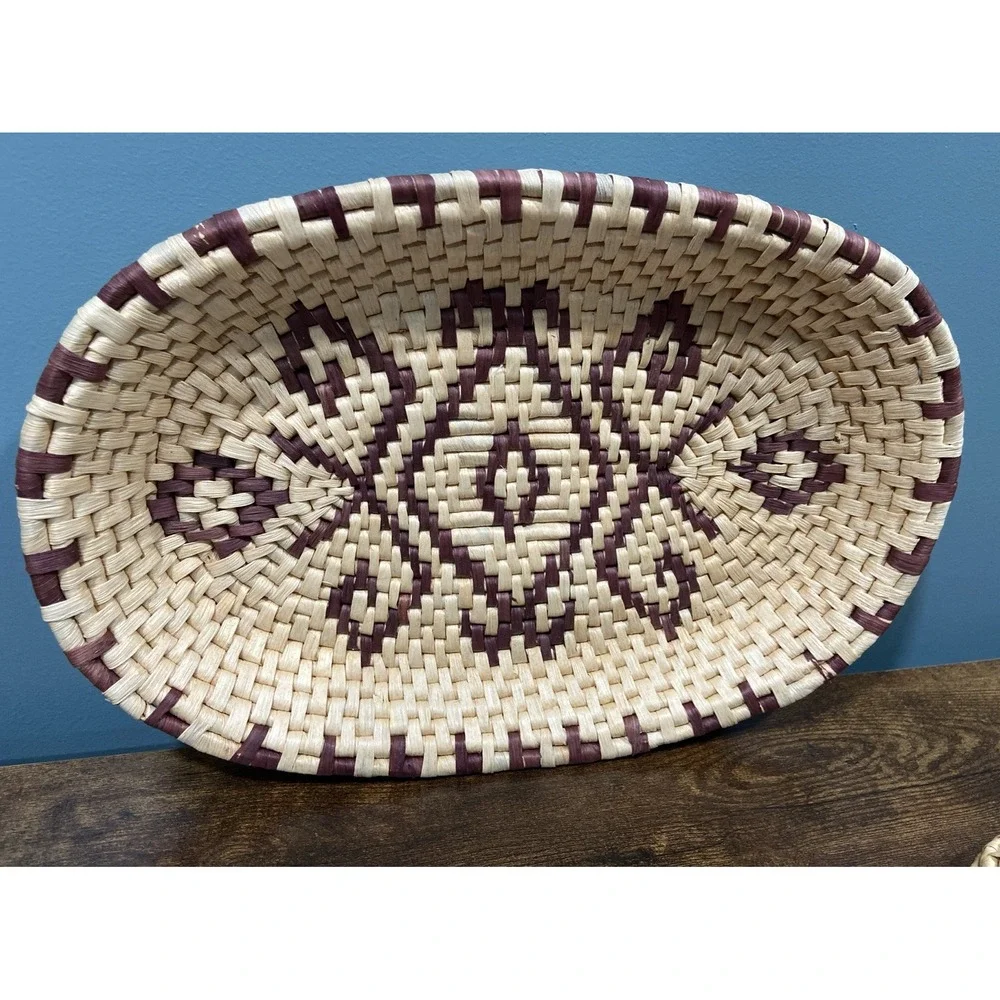 Set Of Woven Baskets Oval And Star Granny Core Boho Decor - Picture 3 of 7
